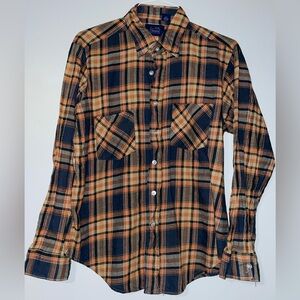 🍊Vintage Sears Men's Plaid Shirt in Orange and Blue
